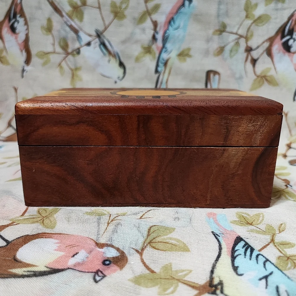 Native American Navajo Sun Wood Wooden Jewelry Craft Stash Secrets Crafted Box